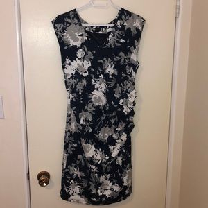 Kaffe dress. Navy blue base with grey and white